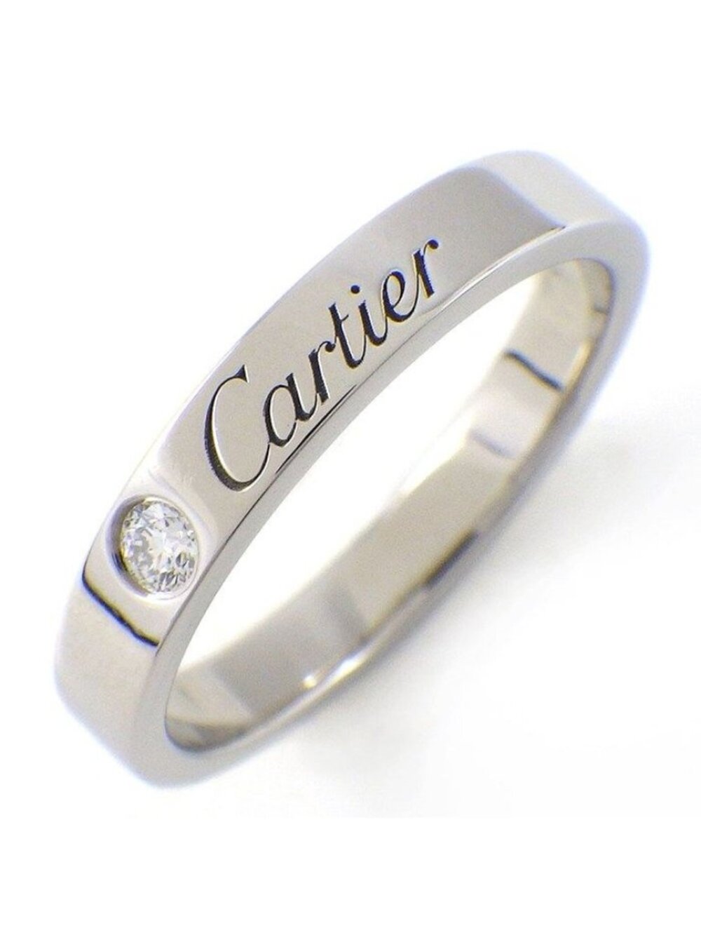 Cartier Ring C de Cartier Wedding Band Engraved Logo Diamond